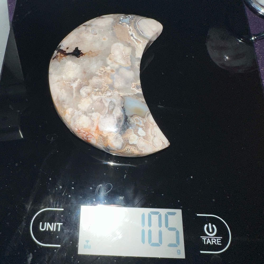 Flower Agate Crystal Moon Art Sculpture - Picture 6 of 7